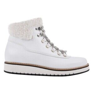 White Mountain Womens 8 M White Smooth Faux Fur Lined Lace Up Booties NIB HB5